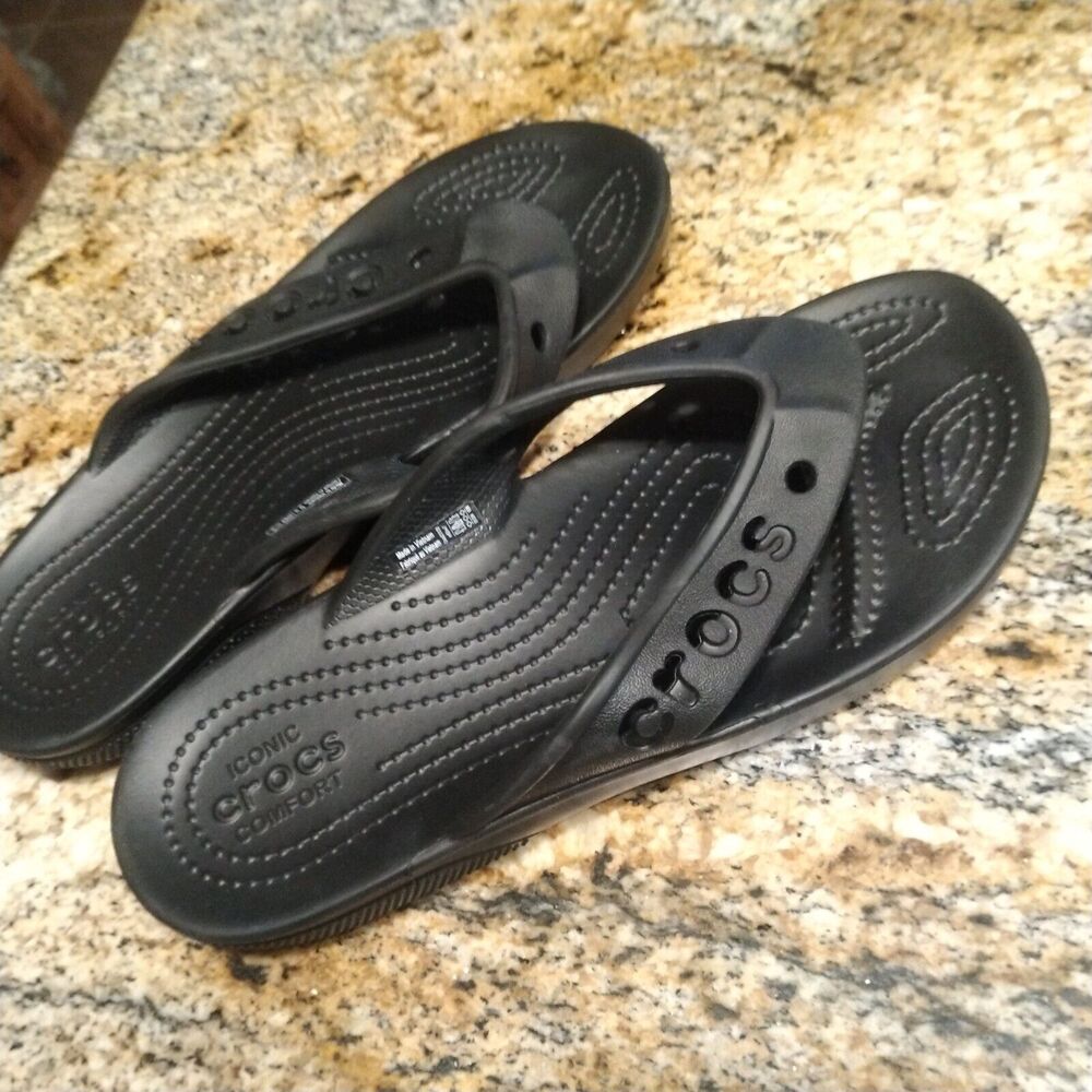 Crocs Unisex Baya II Flip Flops Sandals Iconic Comfort Size M5 W7 Black - Picture 4 of 10
